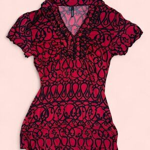 Office siren paisley ruffled blouse